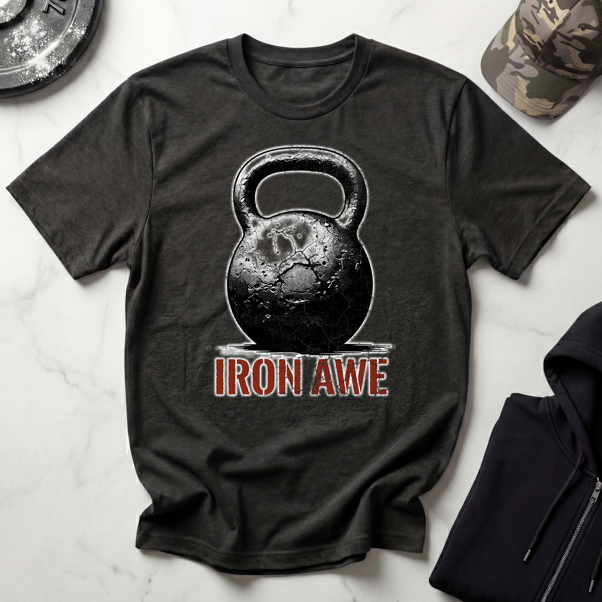 Iron Awe Kettlebell Graphic Gym T-Shirt