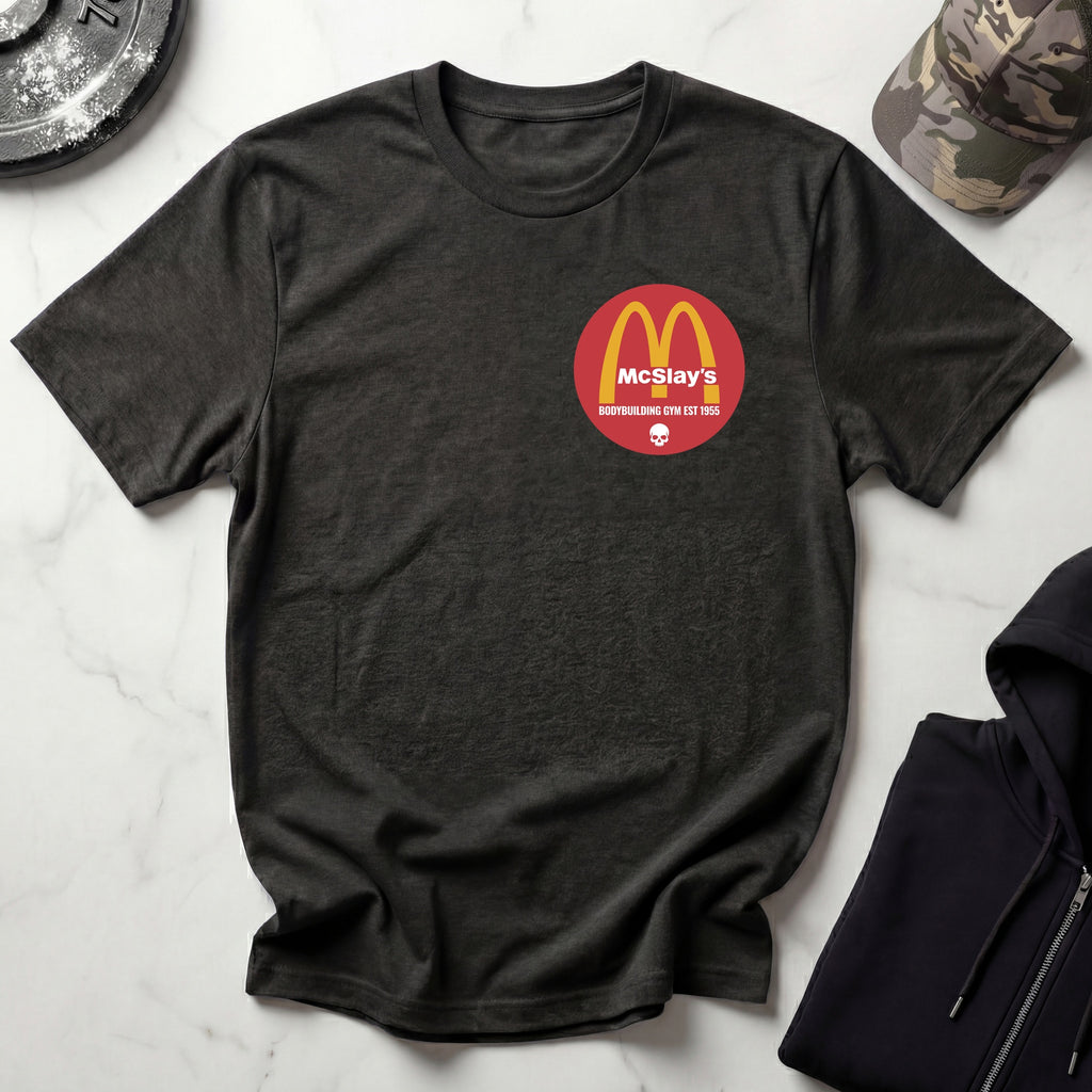 McSlays Gym Badge Graphic Vintage Gym T-Shirt