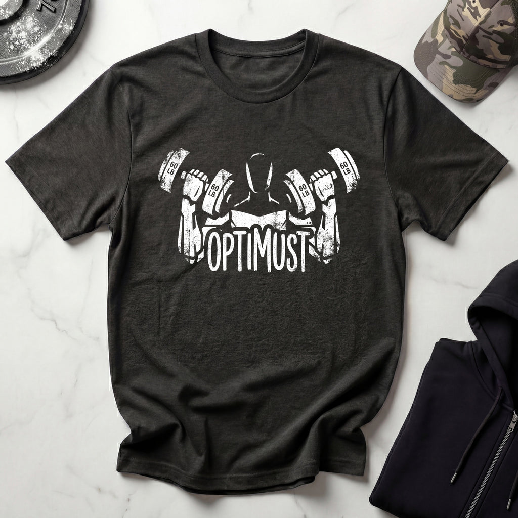 Optimust Weightlifting Robot Gym T-Shirt