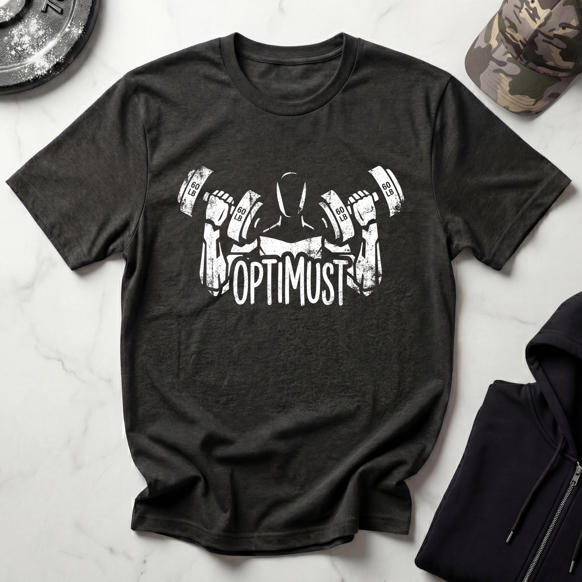 Optimust Weightlifting Robot Gym T-Shirt