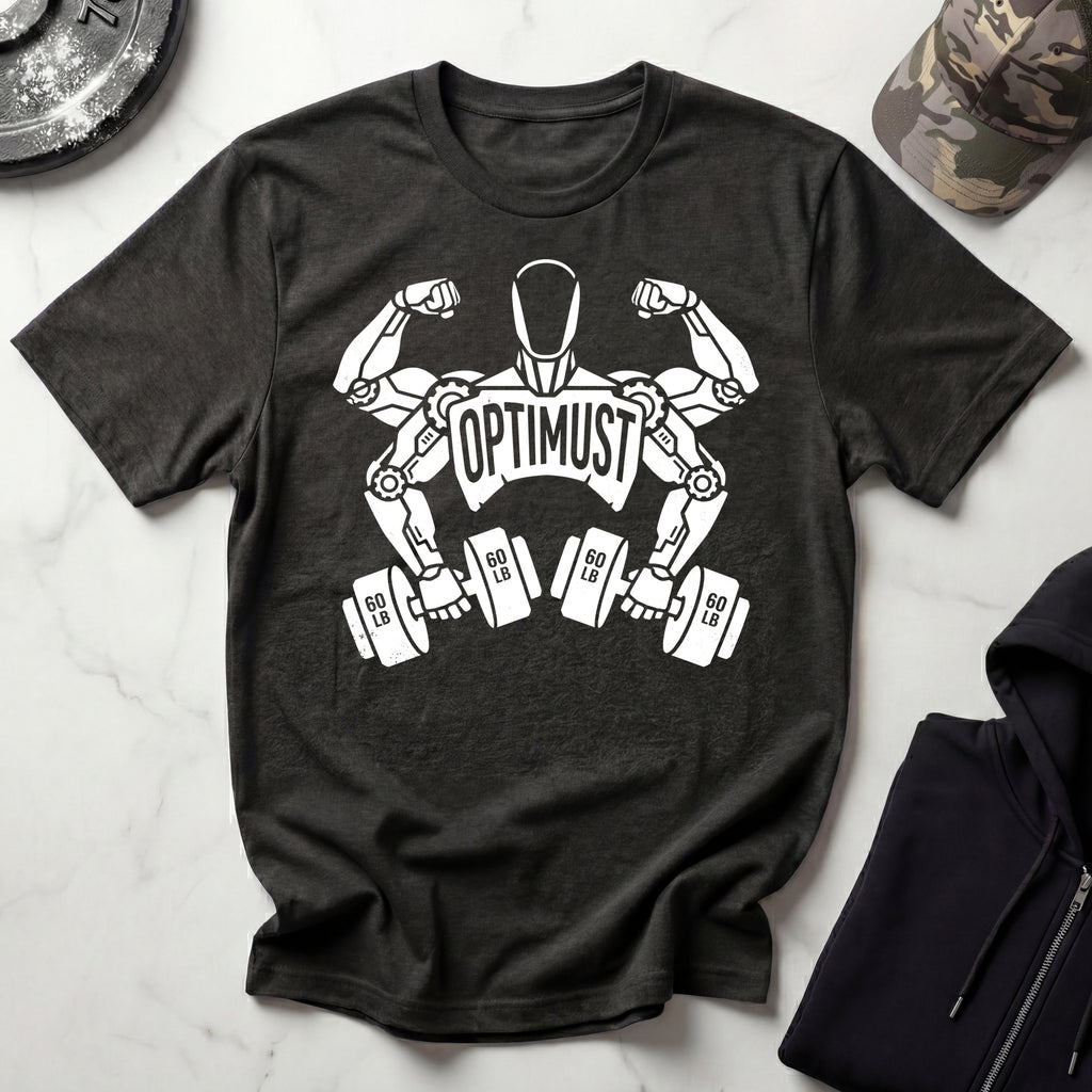 Optimust Weightlifter Robot Gym T-Shirt