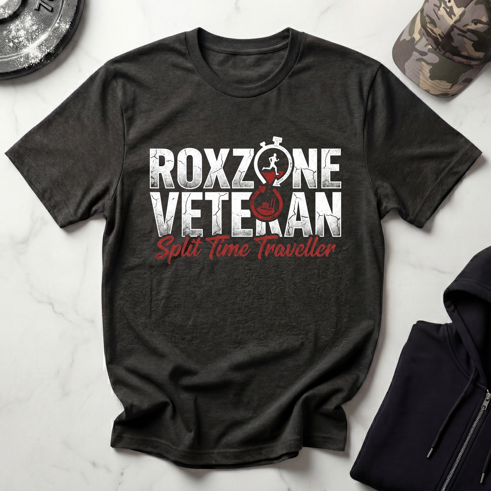 Roxzone Veteran Graphic White Red Gym T-Shirt