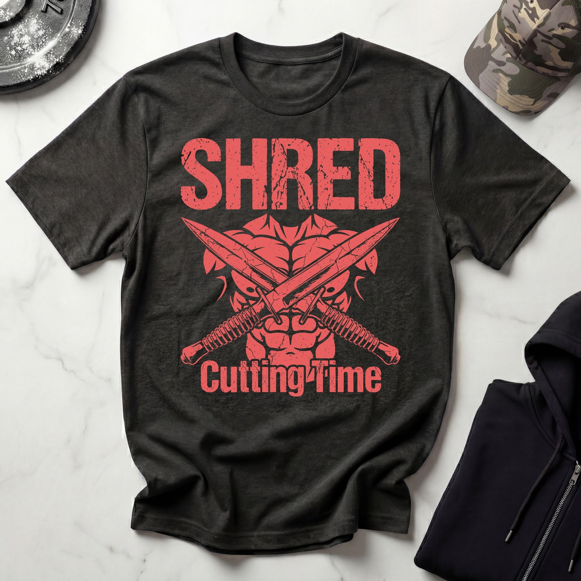 Shred Cutting Time Graphic Vintage Gym T-Shirt