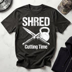Shred Cutting Time Knife Kettlebell Graphic Vintage Gym T-Shirt