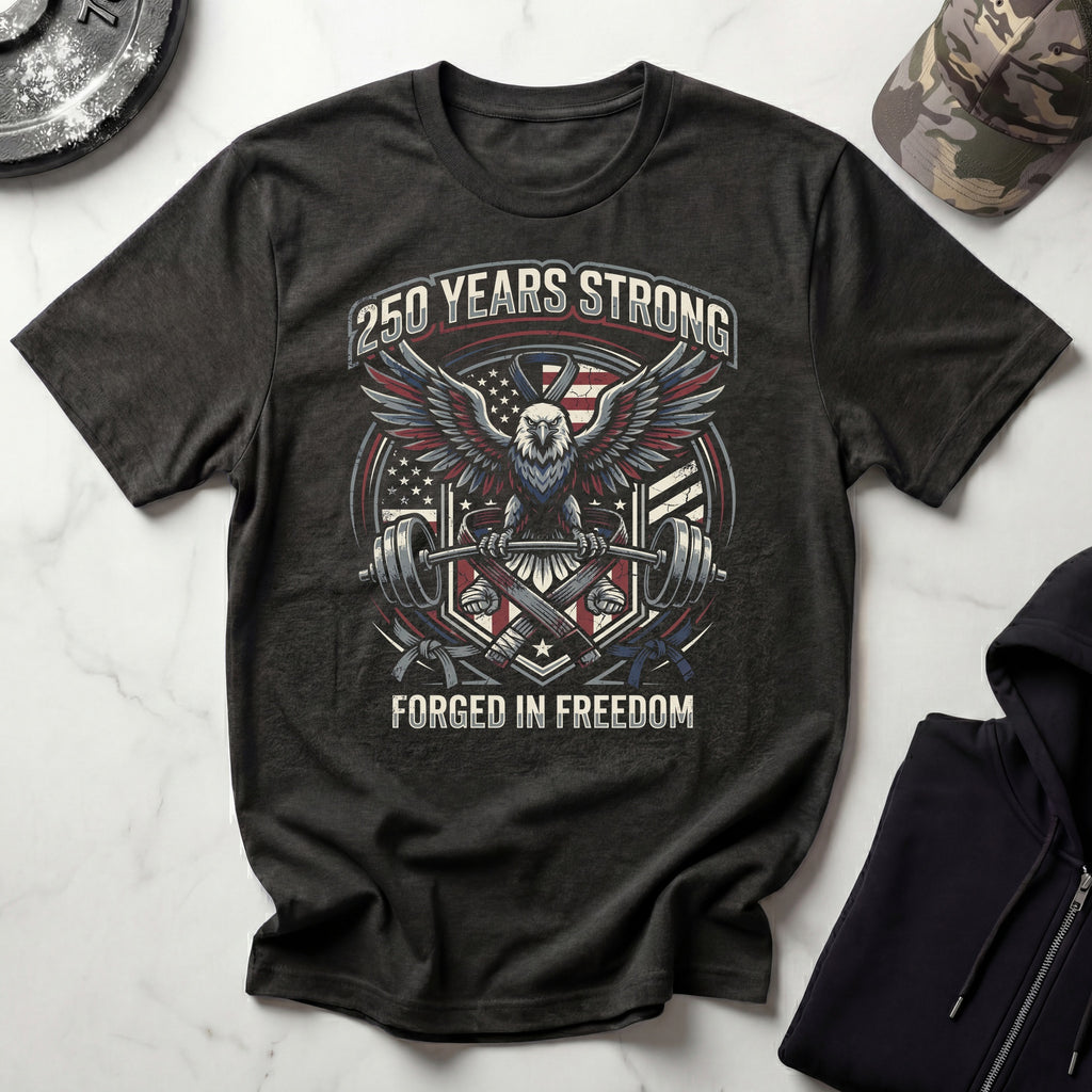 USA 250 Freedom Forged Gym Vintage Gym T-Shirt