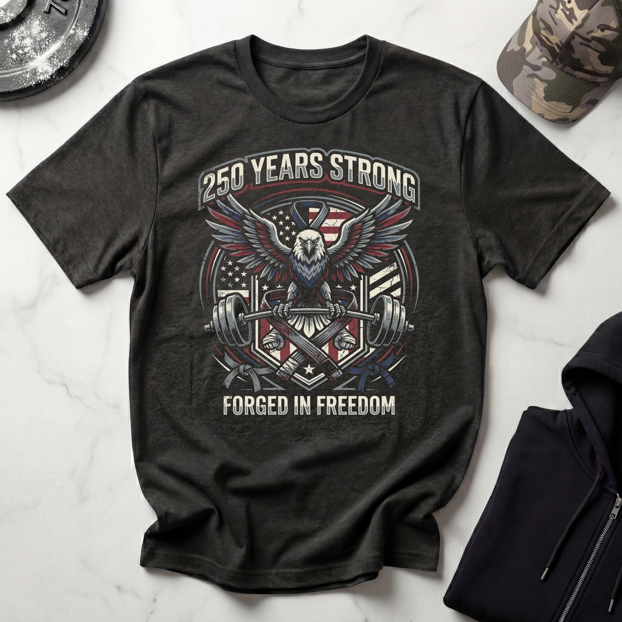 USA 250 Freedom Forged Gym Vintage Gym T-Shirt