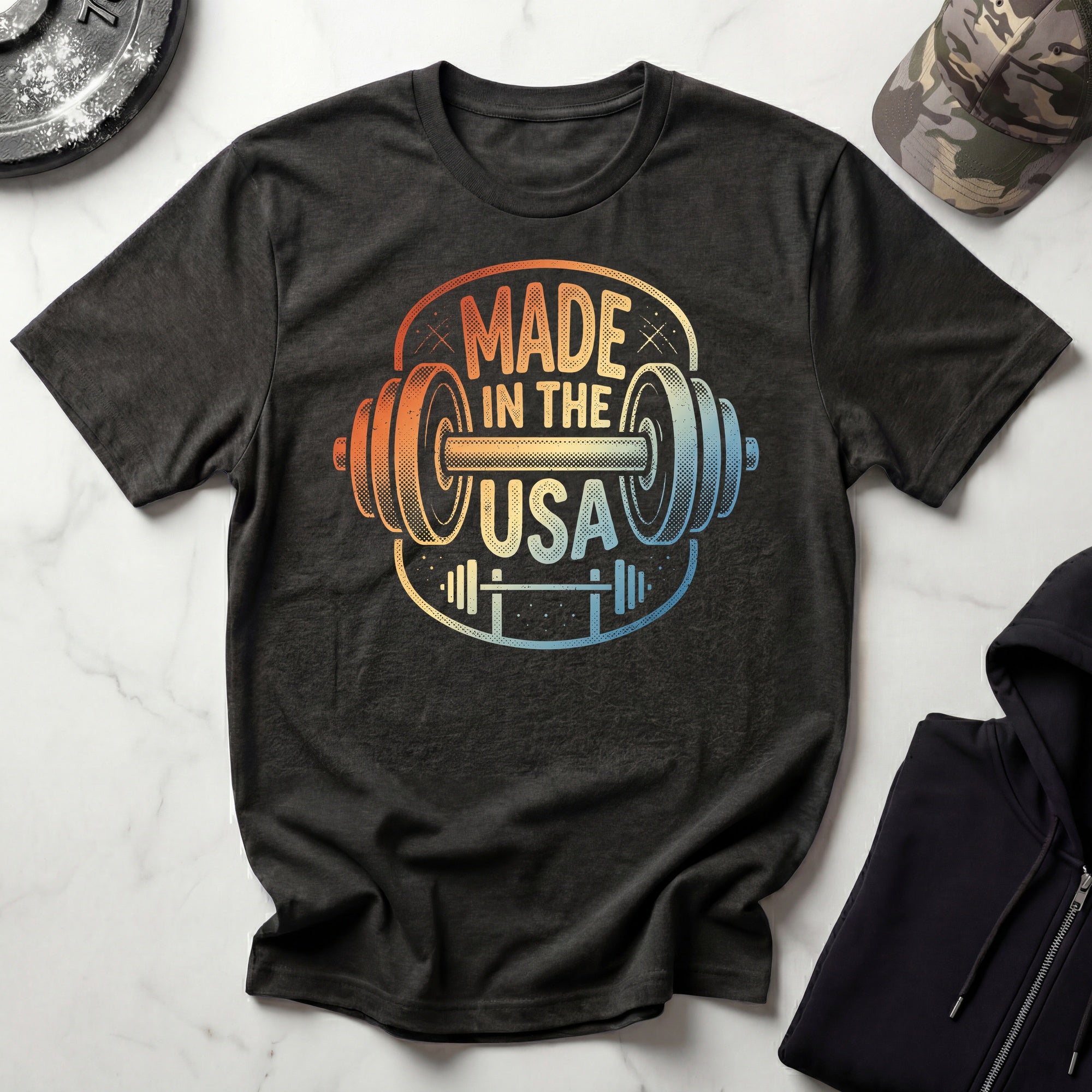 Made In The USA Vintage Print Gym T-Shirt