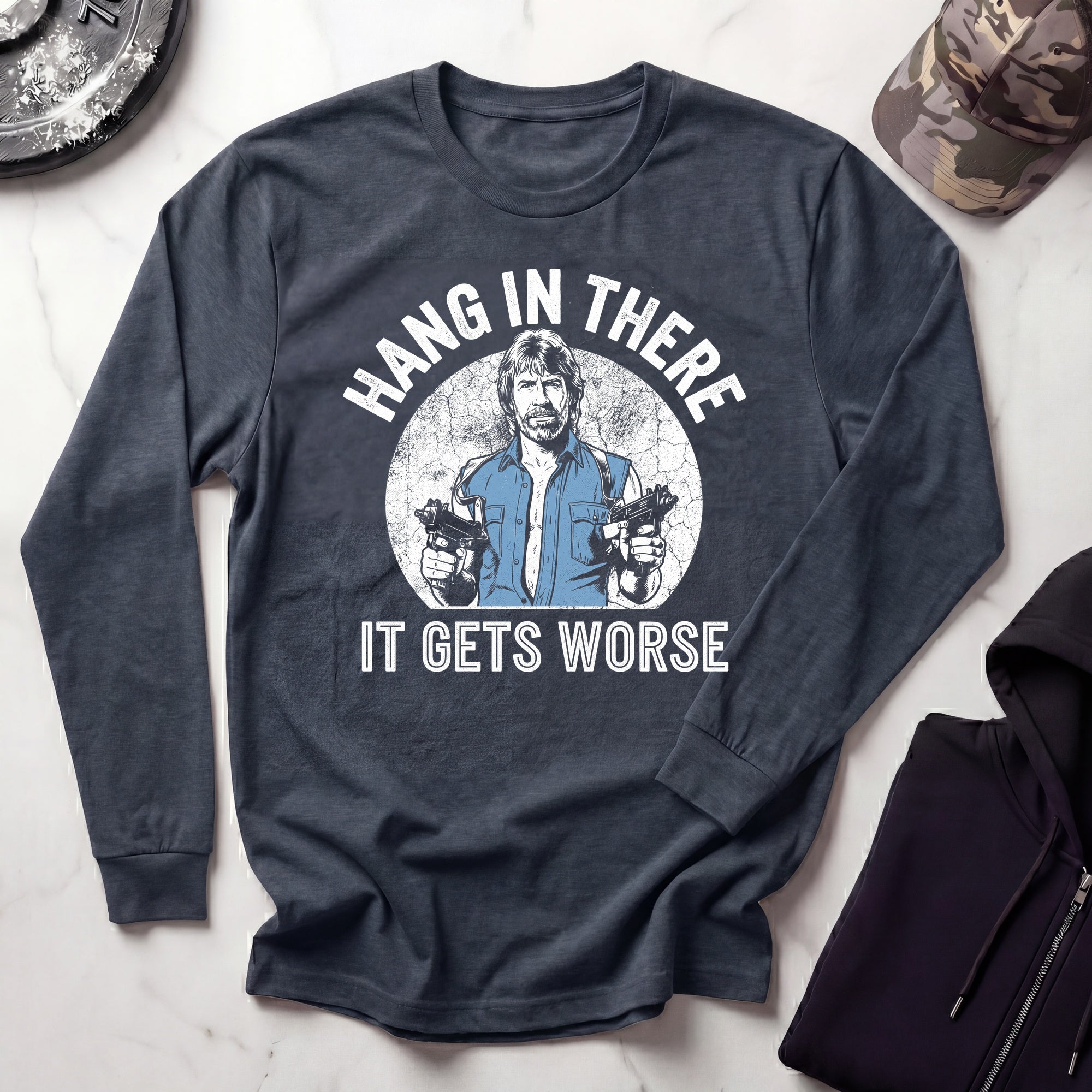 Hang In There Graphic Long Sleeve Gym Tee