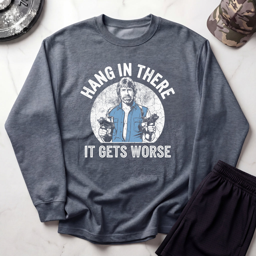 Hang In There Cozy Retro Crewneck Gym Sweatshirt