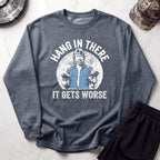 Hang In There Cozy Retro Crewneck Gym Sweatshirt