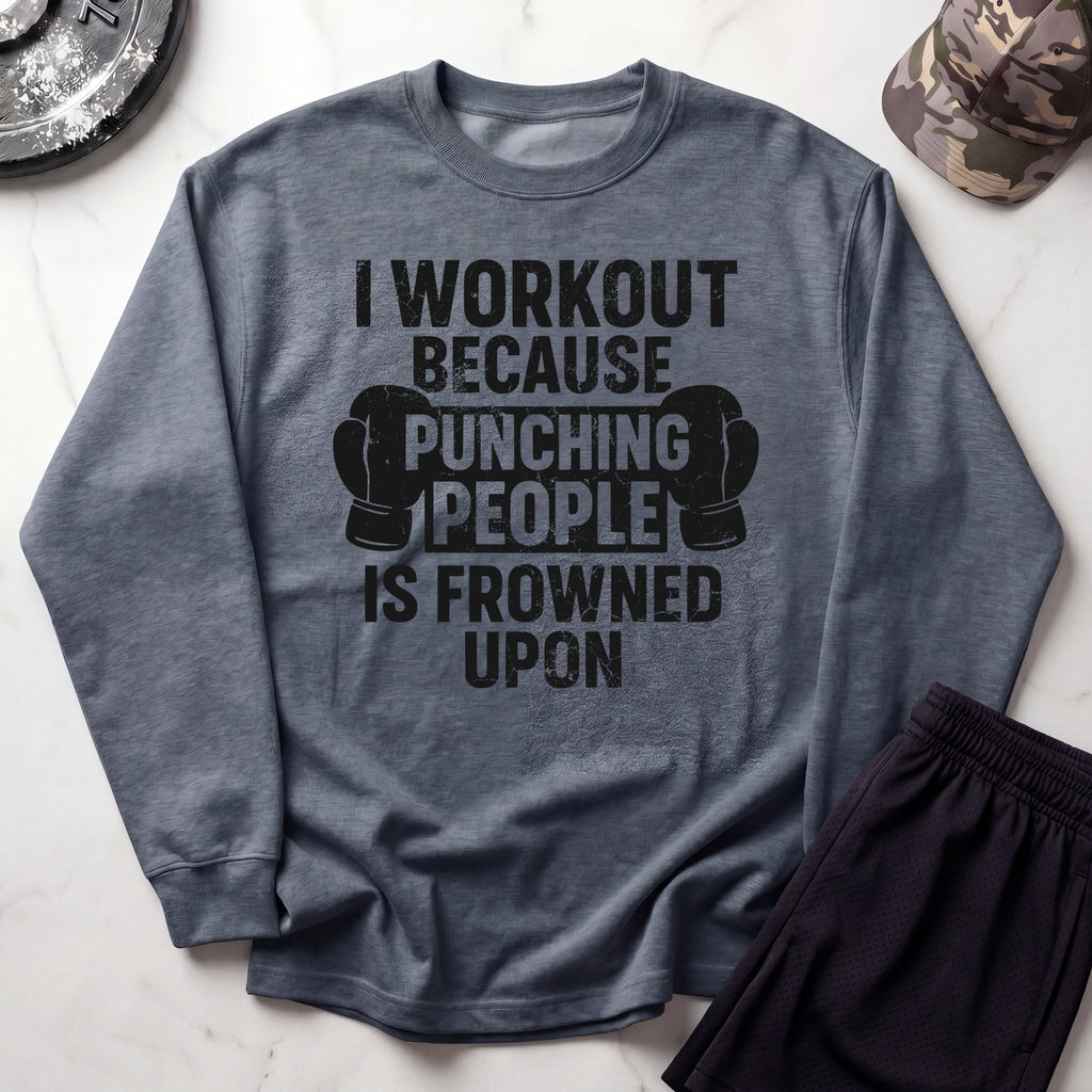 I Work Out Cozy Retro Crewneck Gym Sweatshirt