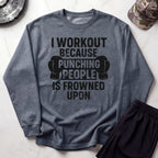 I Work Out Cozy Retro Crewneck Gym Sweatshirt
