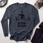 No Pain No Gain Vintage Long Sleeve Gym Tee