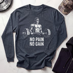 No Pain No Gain Retro Long Sleeve Gym Tee