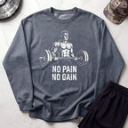 No Pain No Gain Retro Cozy Gym Crewneck Sweatshirt