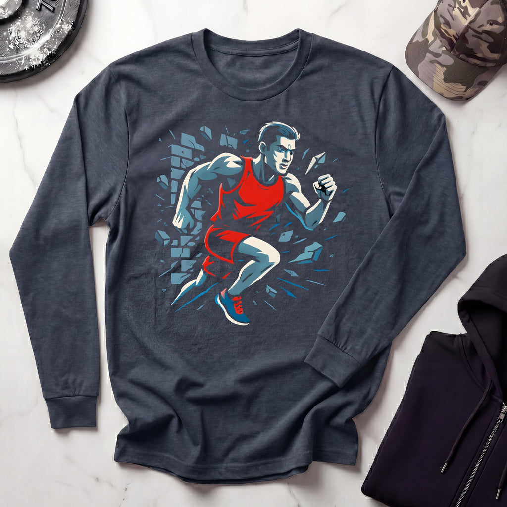 Runner Breaks Through Graphic Long Sleeve Gym Tee