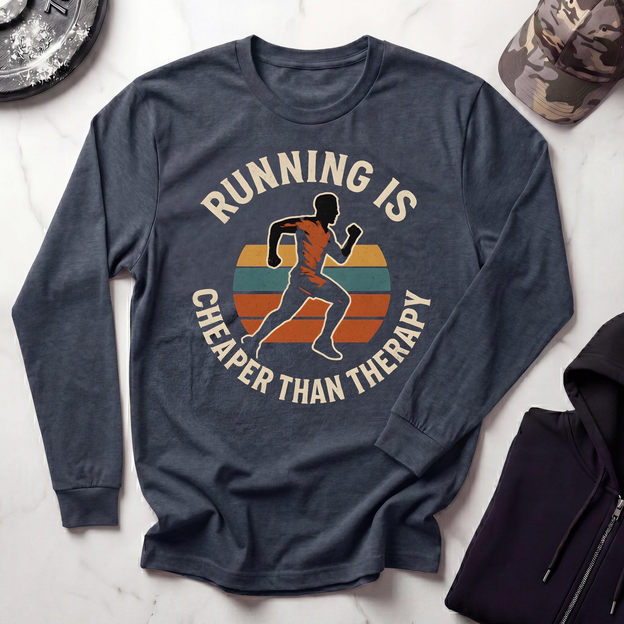 Running Therapy Vintage Long Sleeve Gym Tee