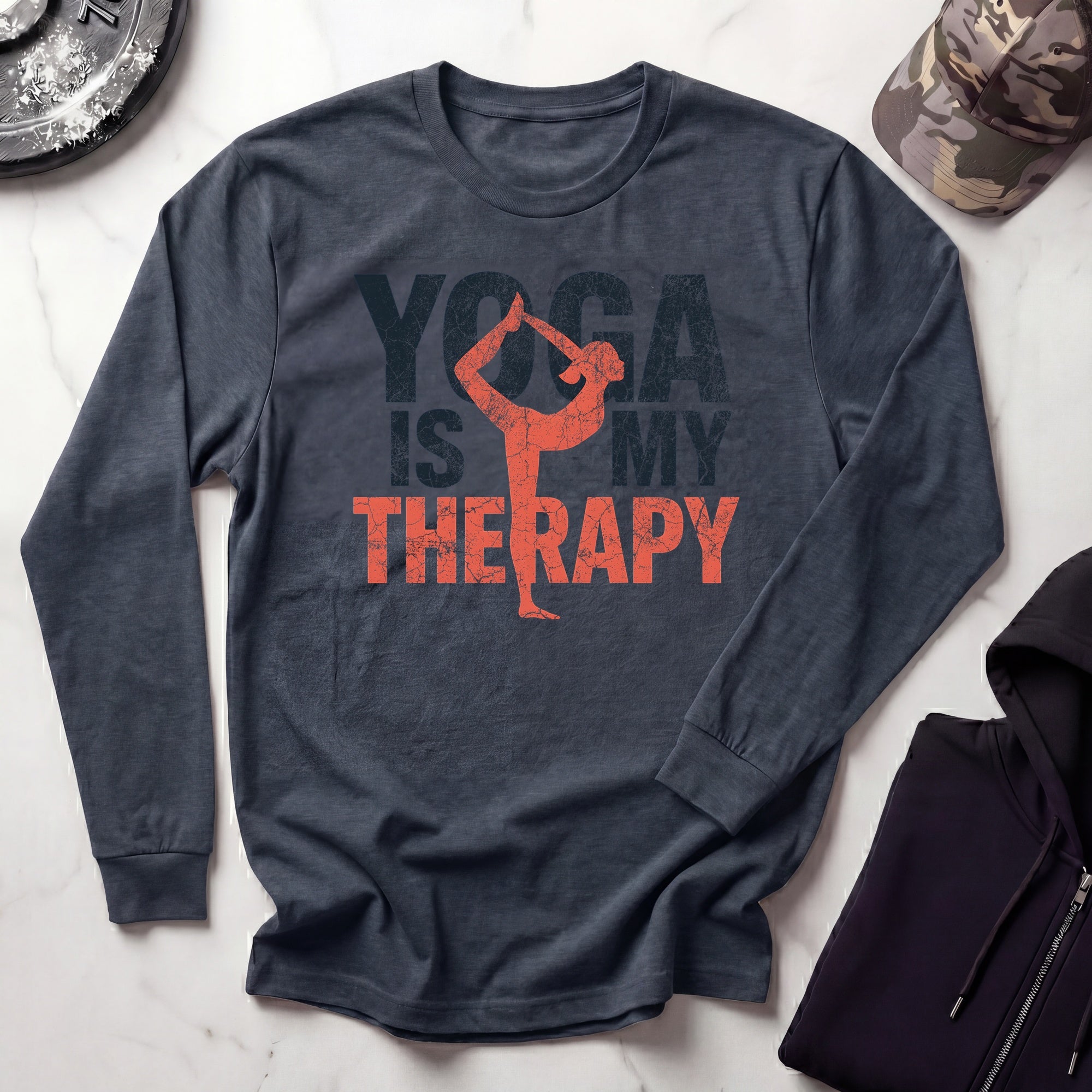 Yoga Is Therapy Vintage Long Sleeve Gym Tee