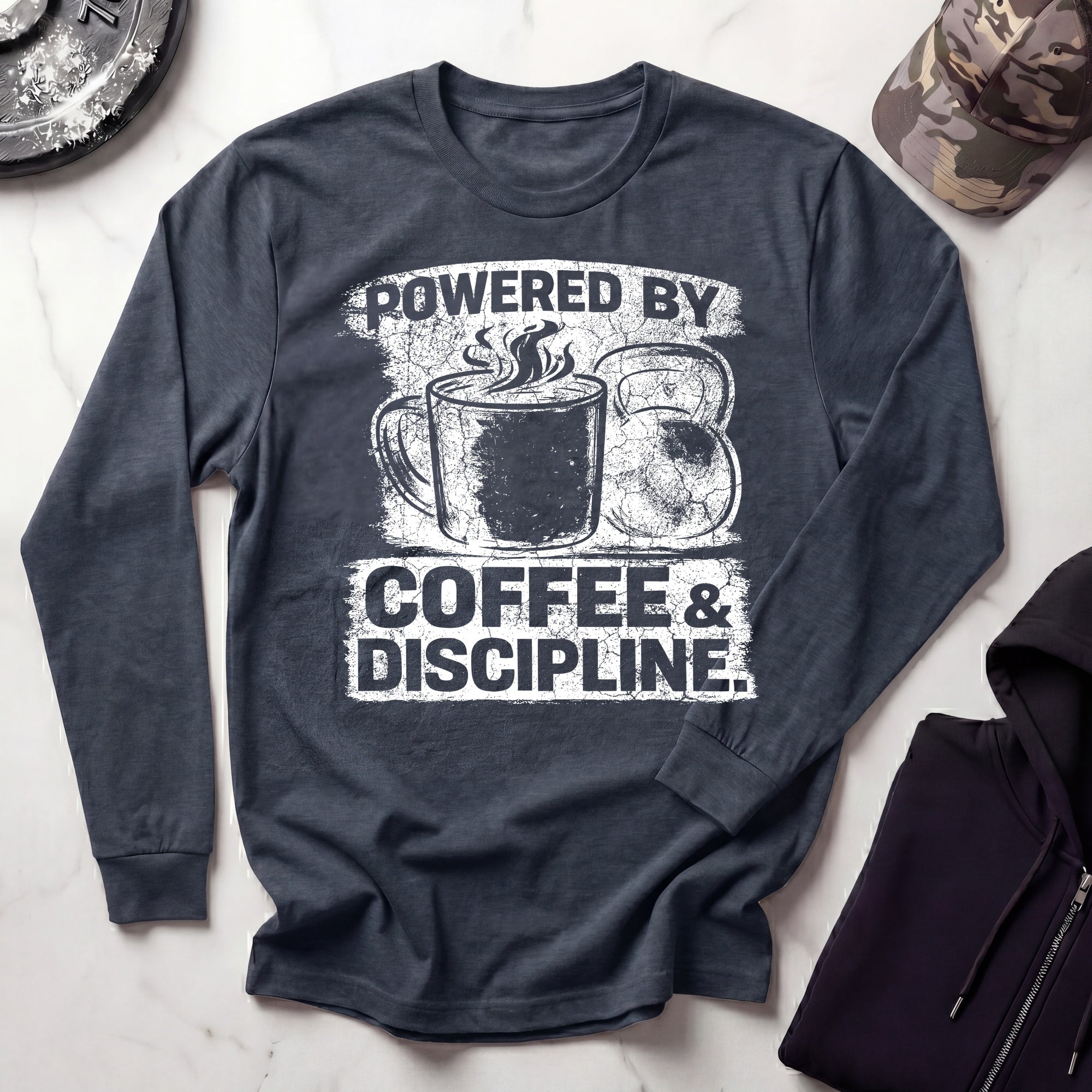 Coffee and Discipline Vintage Long Sleeve Gym Tee