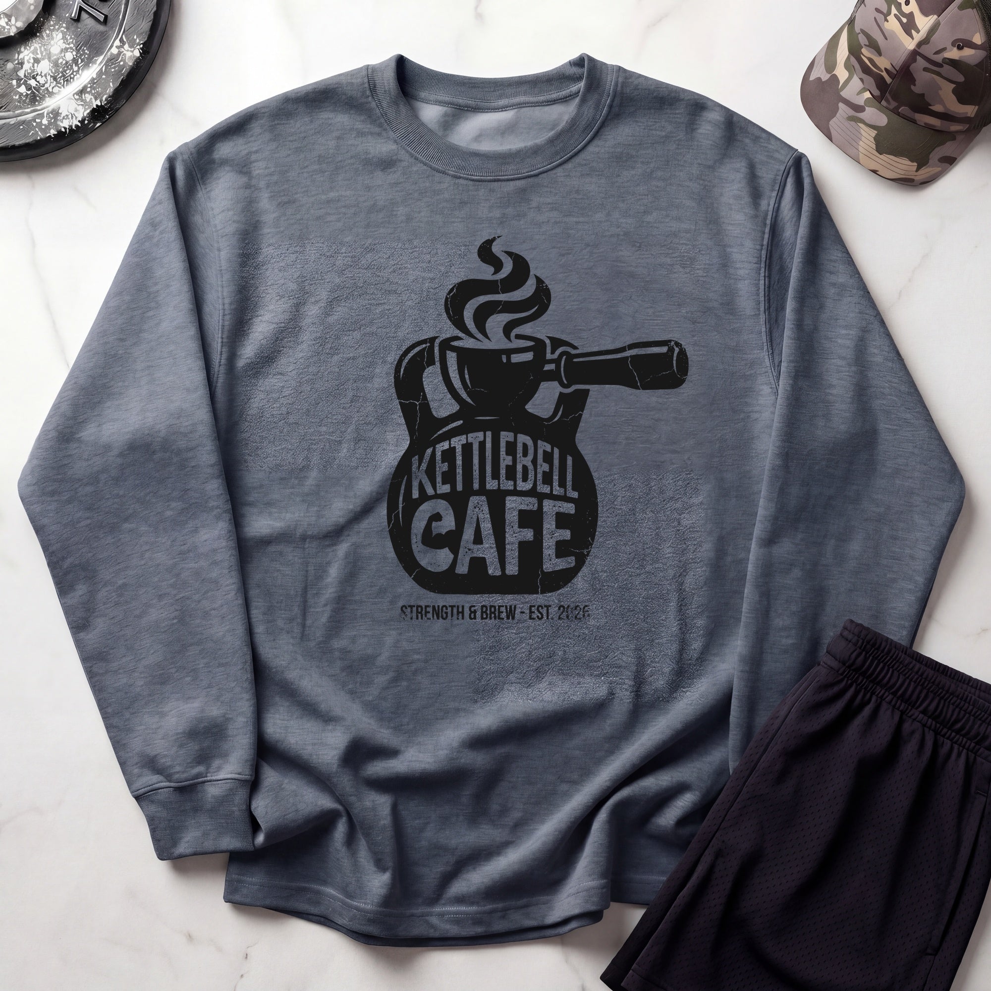 Kettlebell Cafe Vintage Gym Crewneck Sweatshirt