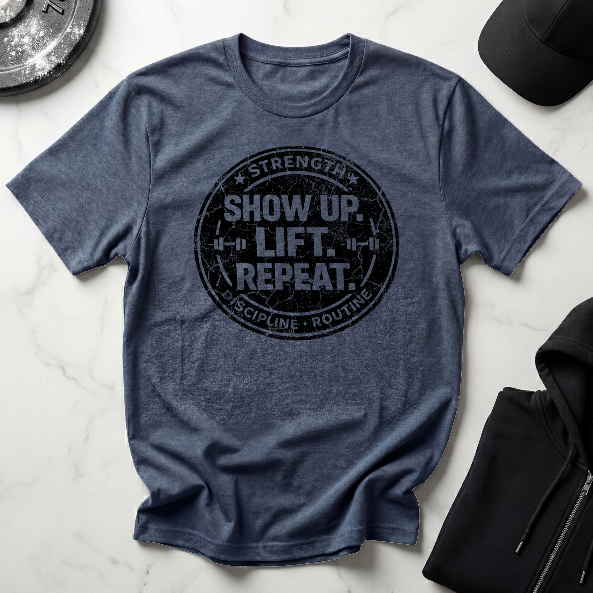 Show Up Lift Repeat Light Tee