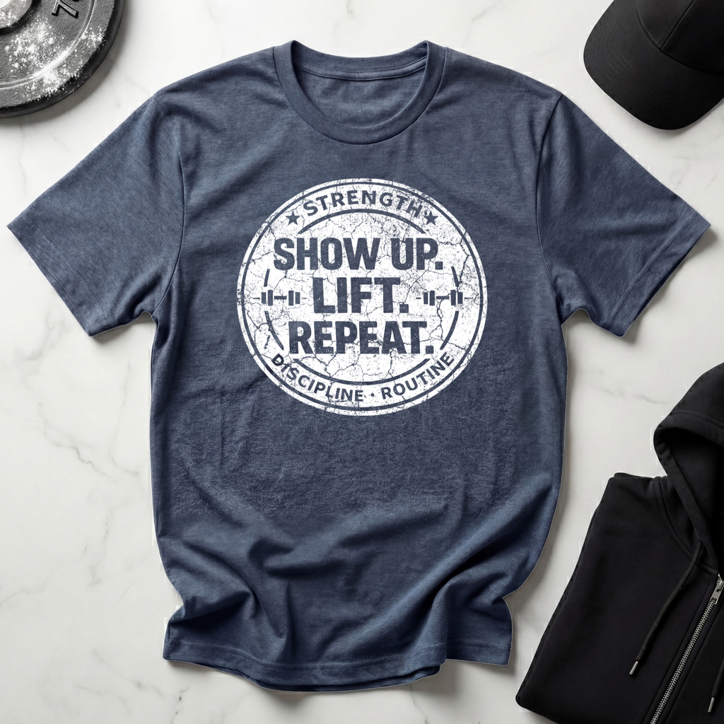 Show Up Lift Repeat Dark Tee