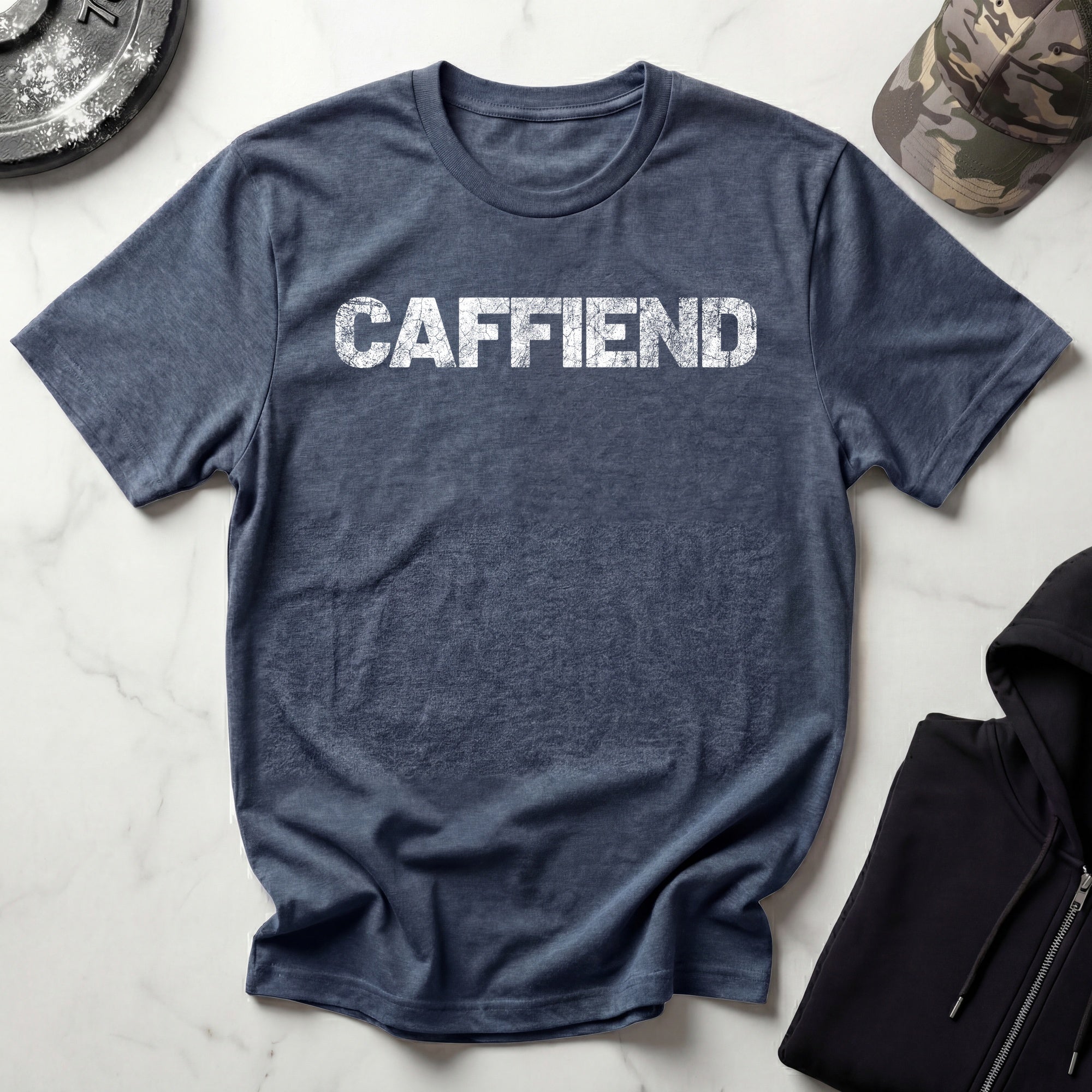 Caffiend Typographic Retro Gym T-Shirt