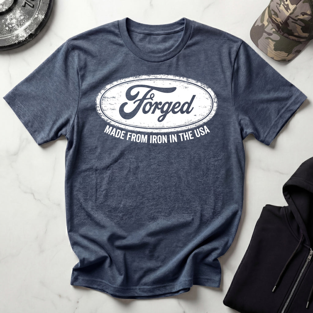 Forged In The USA Logo Vintage Graphic Gym T-Shirt