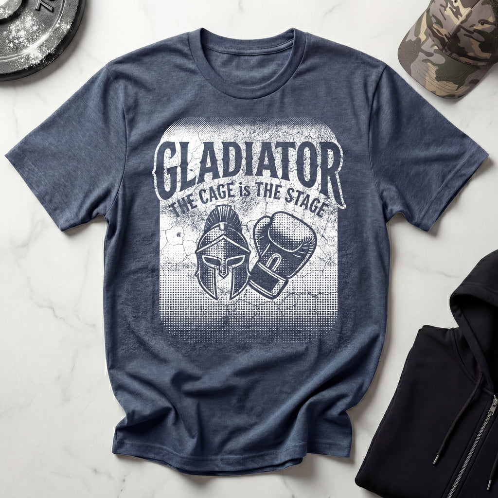 MMA Gladiator The Cage Is The Stage Graphic Gym T-Shirt