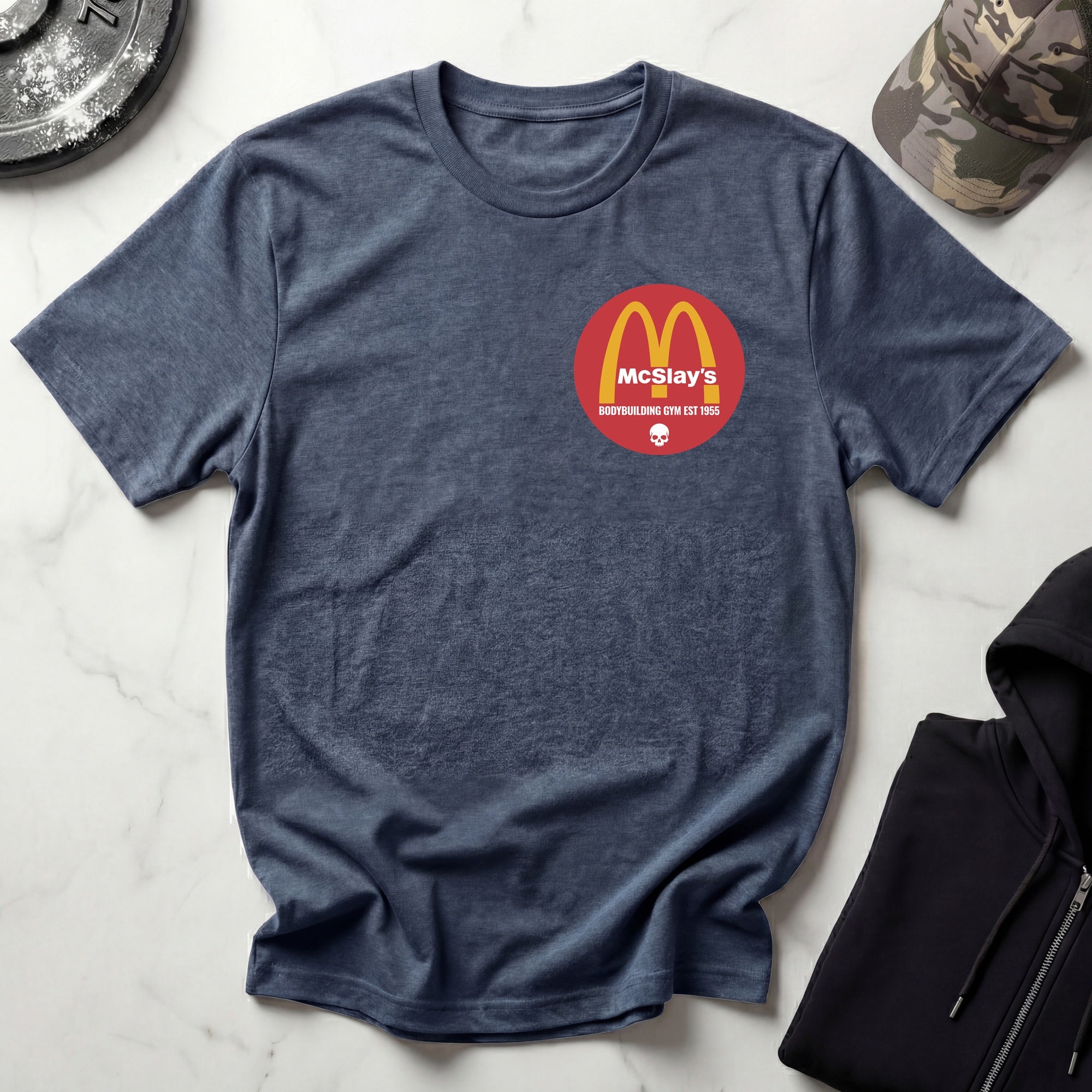 McSlays Gym Badge Graphic Vintage Gym T-Shirt