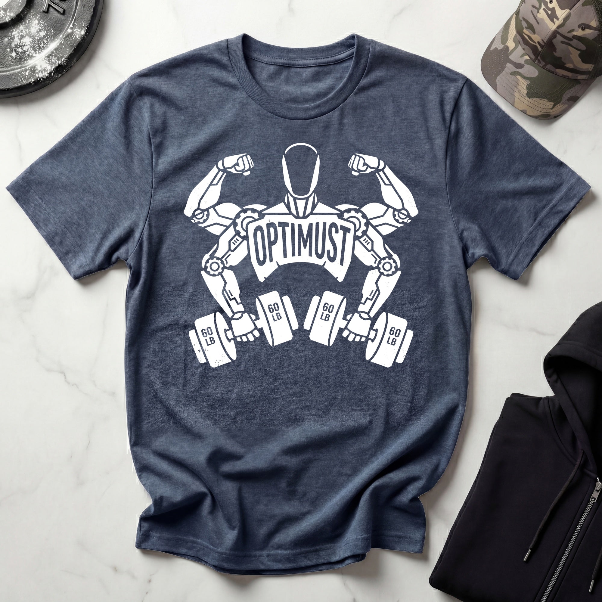 Optimust Weightlifter Robot Gym T-Shirt