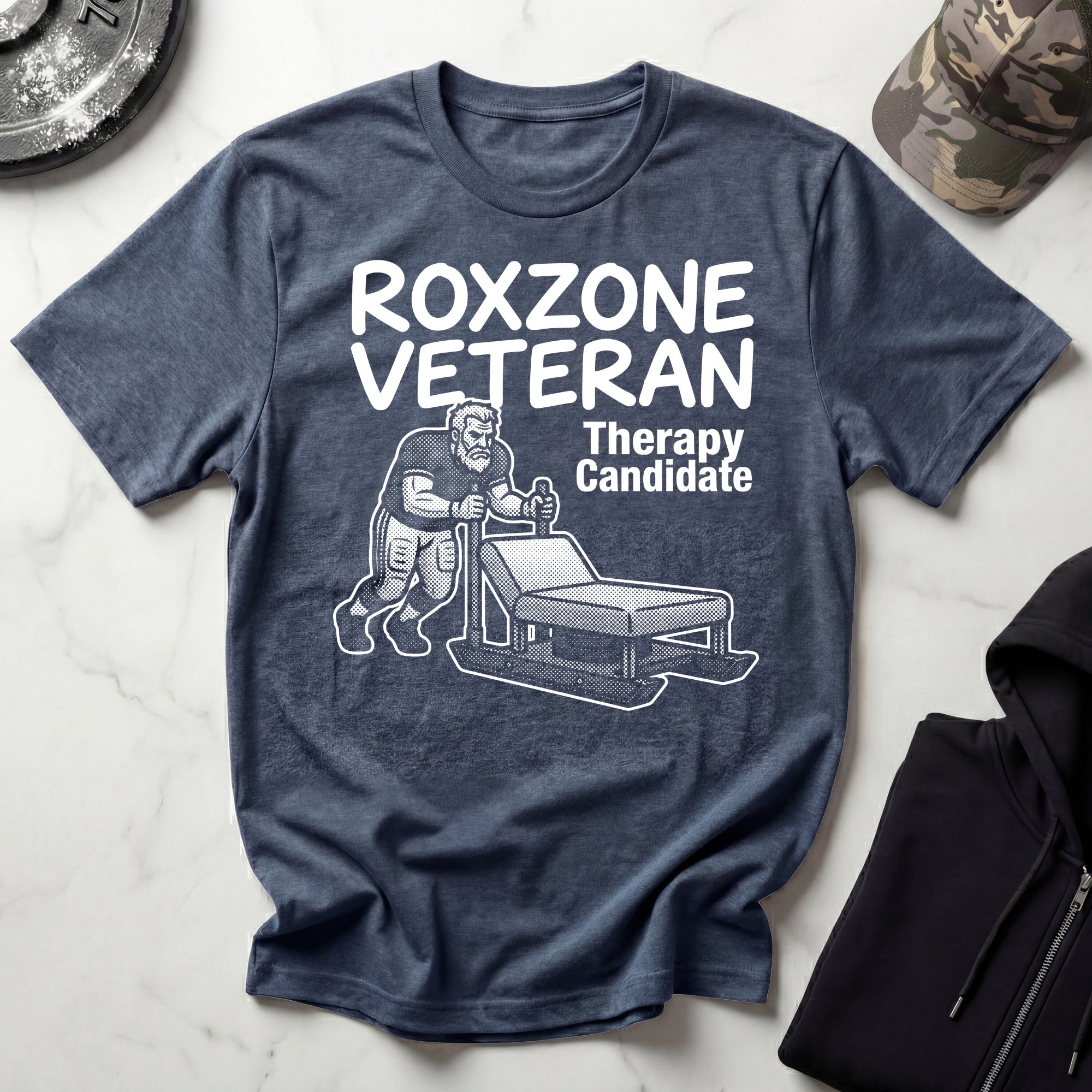 Roxzone Veteran Sled Push White Gym T-Shirt