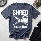 Shred Cutting Time Knife Kettlebell Graphic Vintage Gym T-Shirt