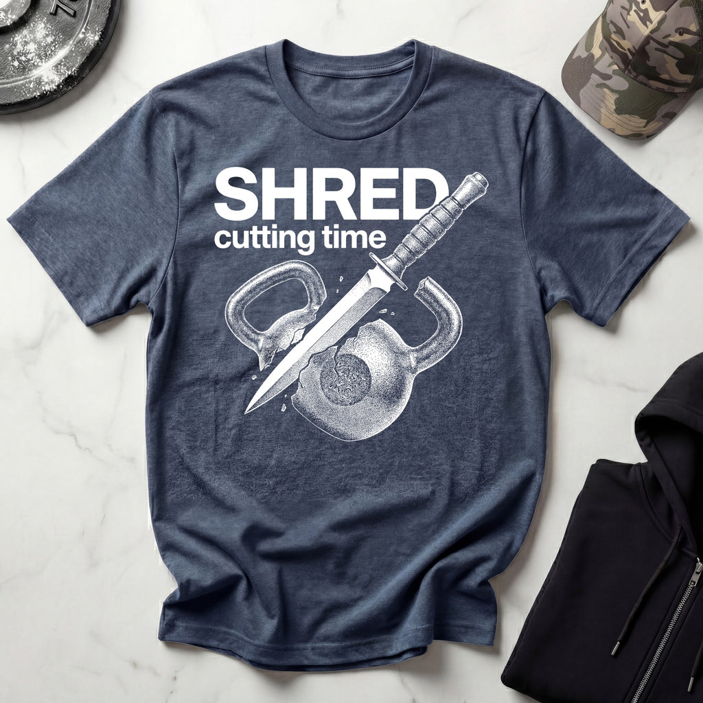 Shred Cutting Time Kettlebell Knife Graphic Vintage Gym T-Shirt