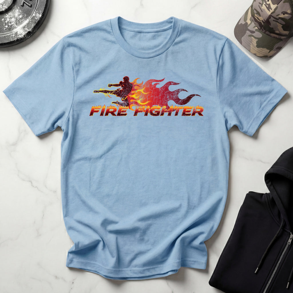 Fire Fighter Graphic Retro Gym T-Shirt