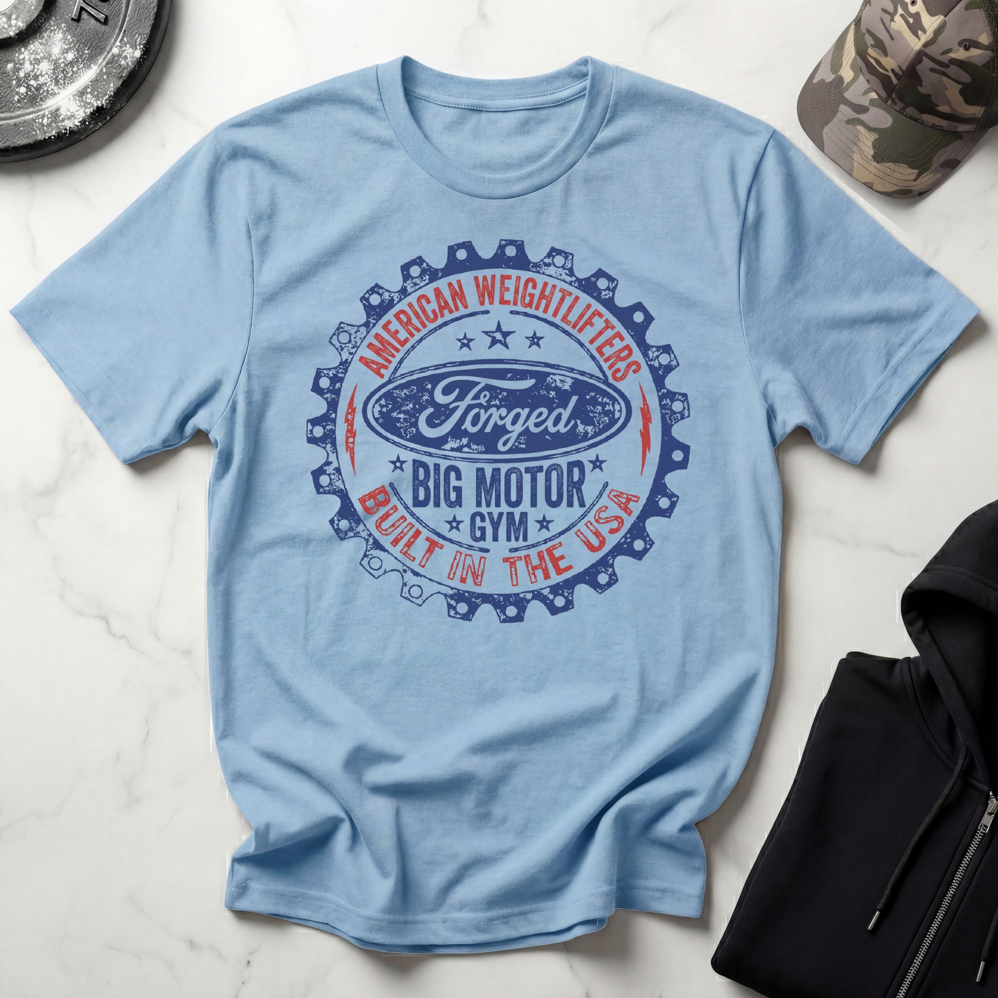 Forged In The USA Badge Vintage Gym T-Shirt