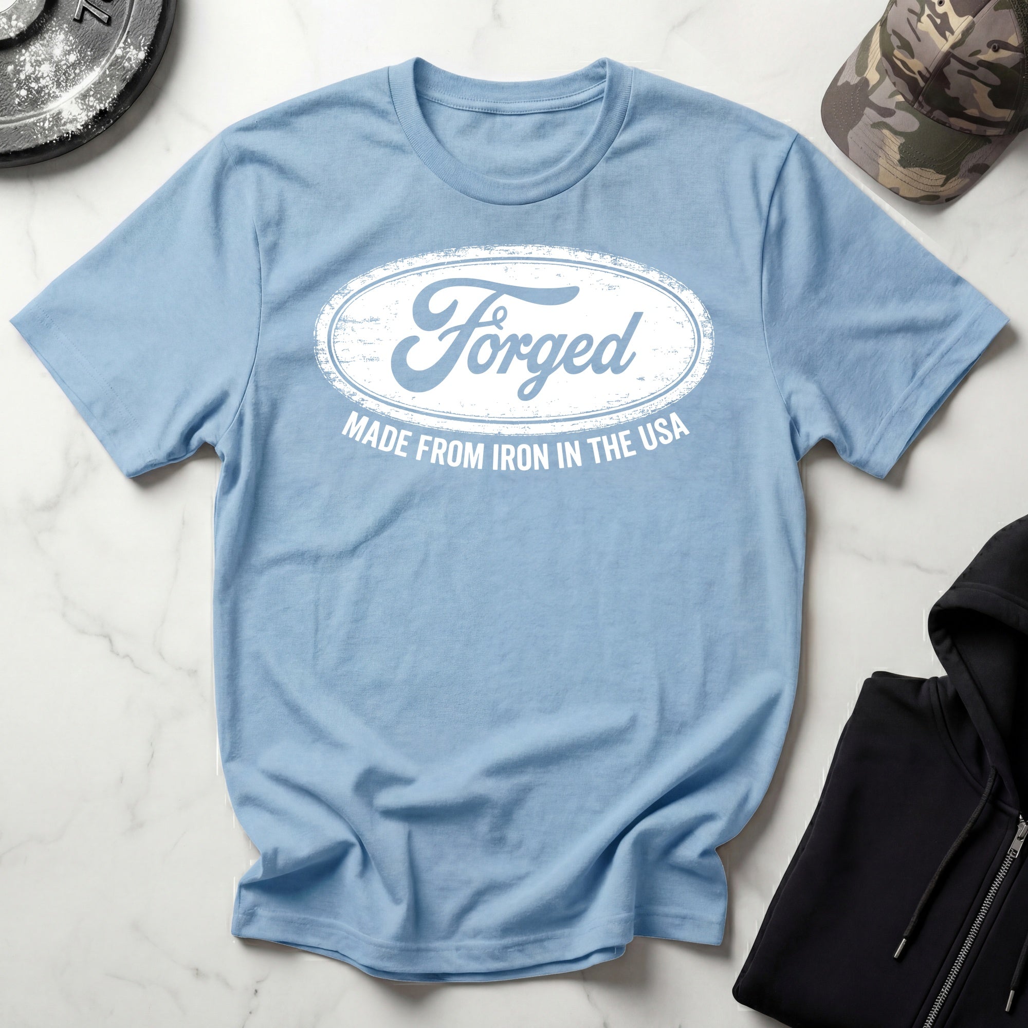 Forged In The USA Logo Vintage Graphic Gym T-Shirt