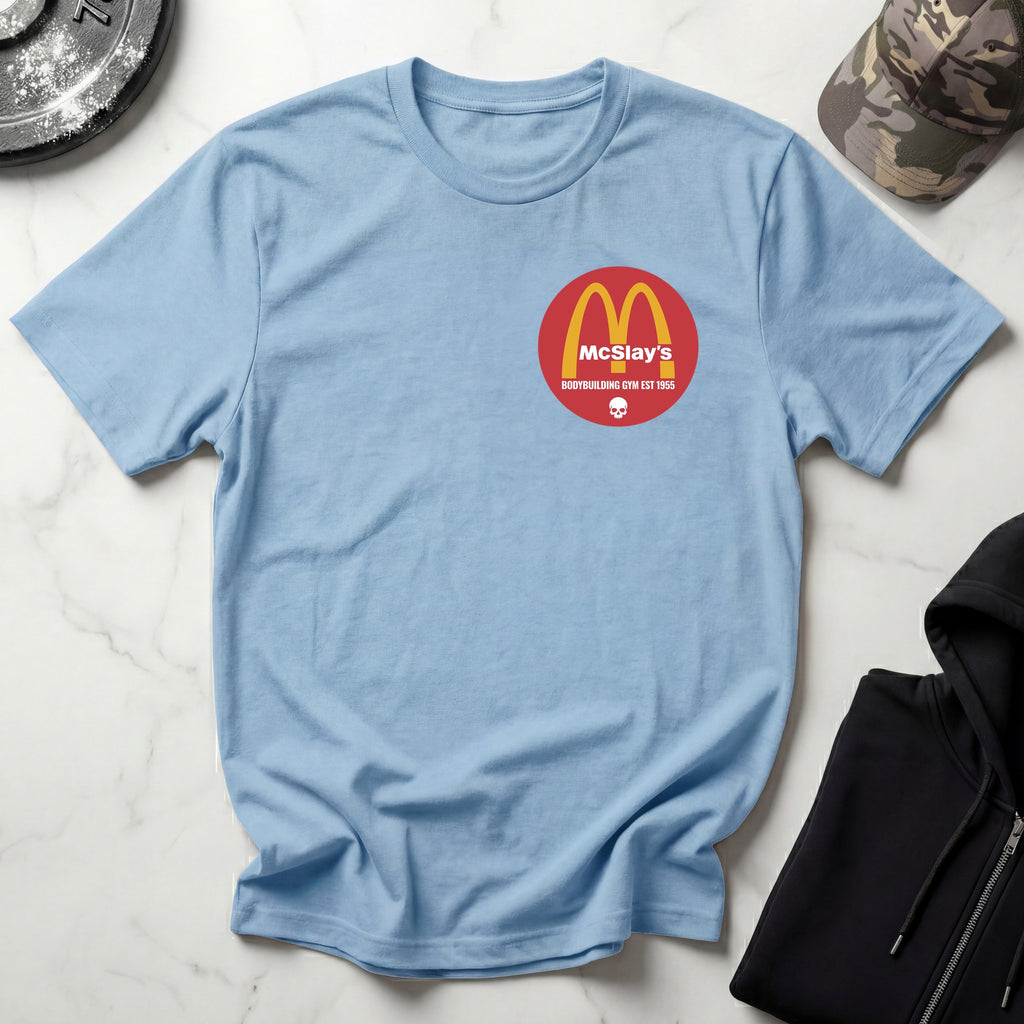 McSlays Gym Badge Graphic Vintage Gym T-Shirt