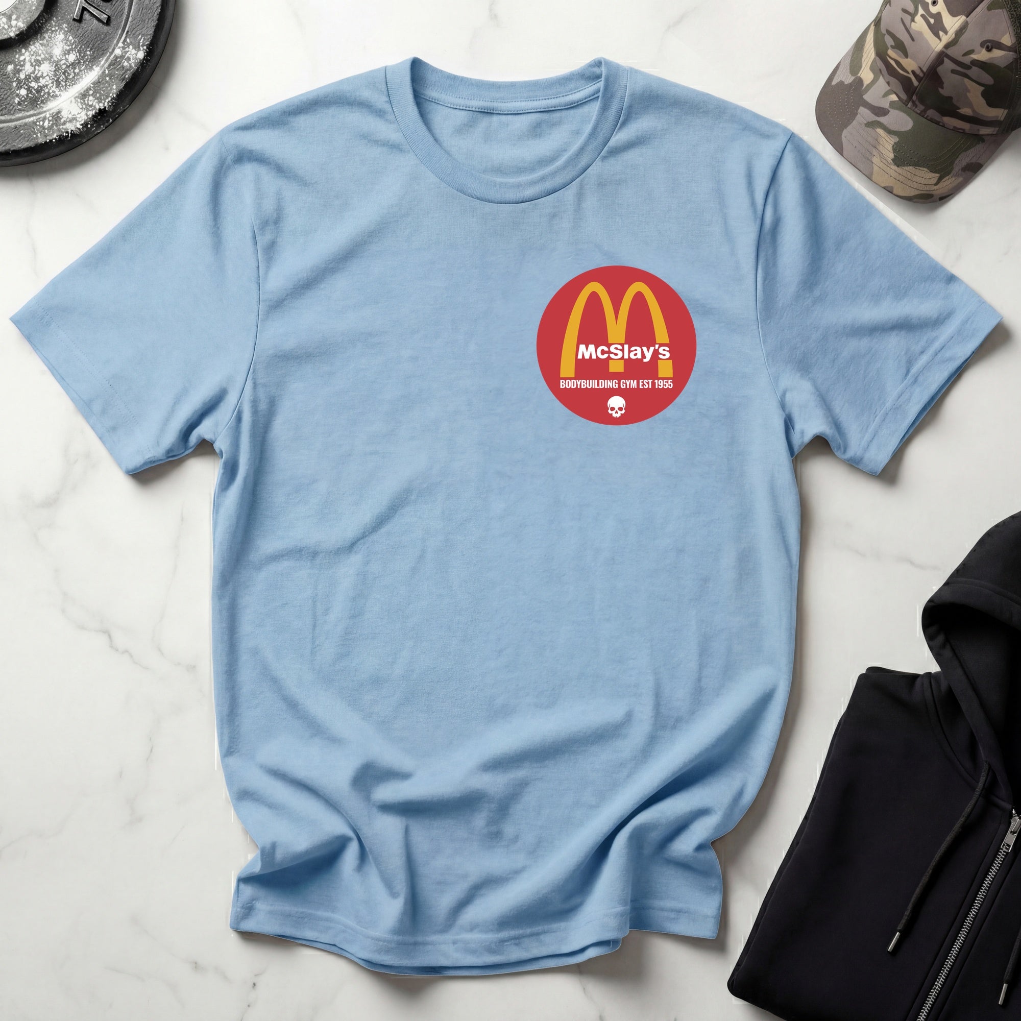 McSlays Gym Badge Graphic Vintage Gym T-Shirt