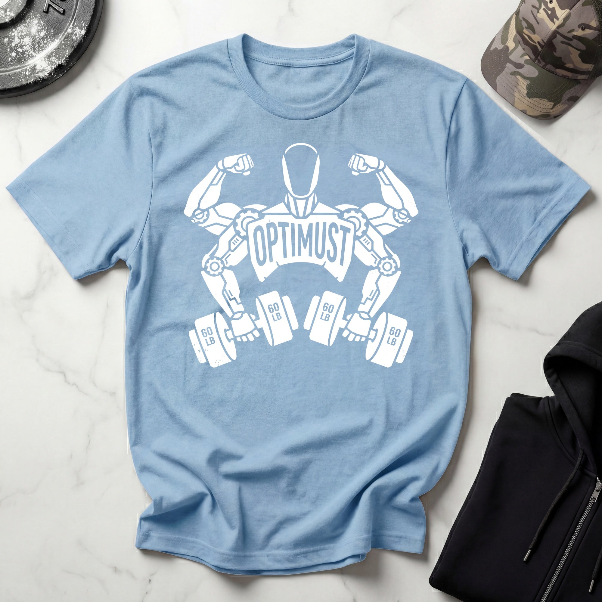 Optimust Weightlifter Robot Gym T-Shirt