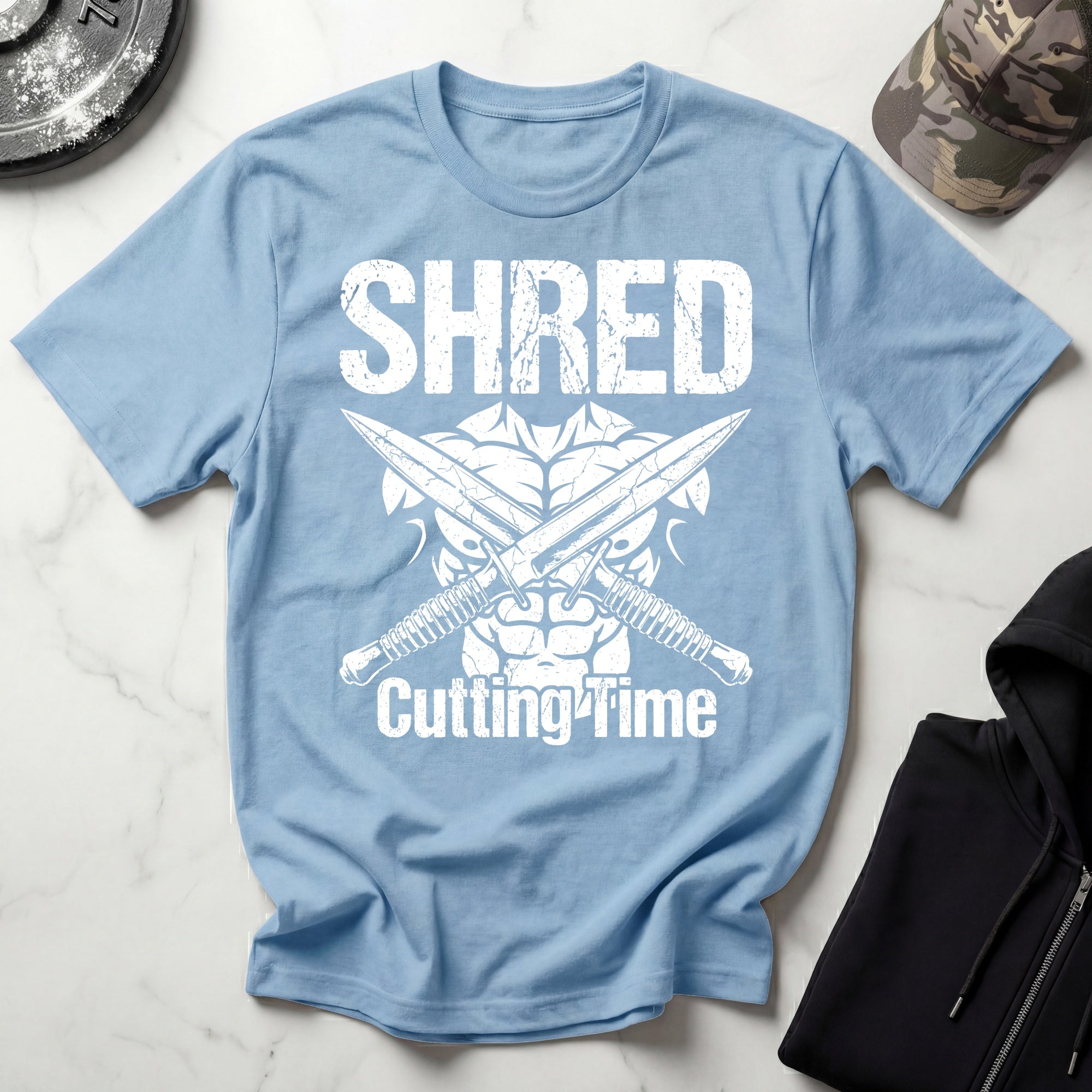 Shred Cutting Time Knife Graphic Vintage Gym T-Shirt