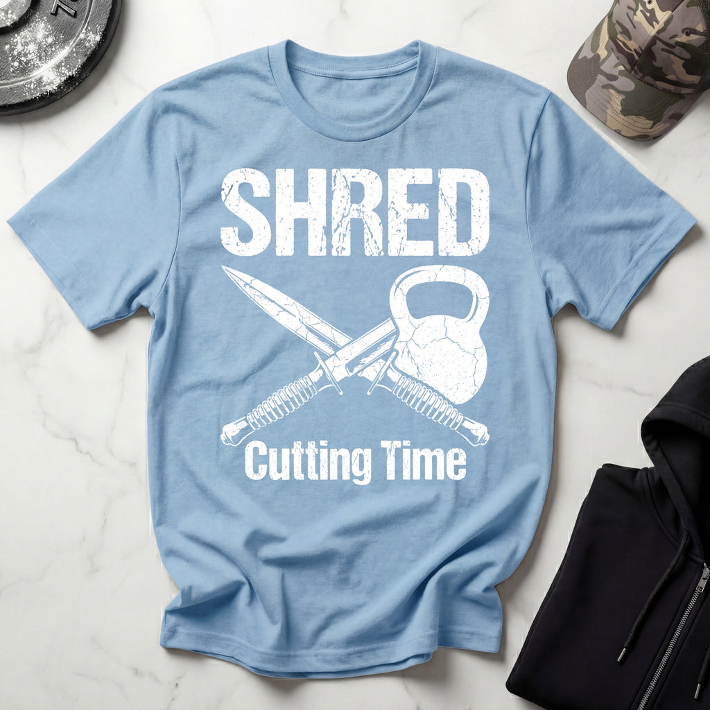 Shred Cutting Time Knife Kettlebell Graphic Vintage Gym T-Shirt