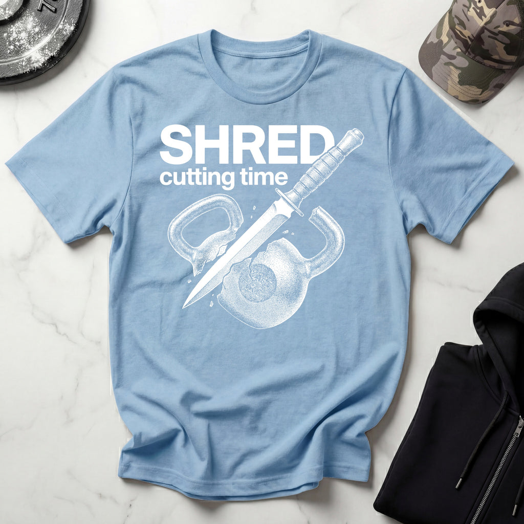 Shred Cutting Time Kettlebell Knife Graphic Vintage Gym T-Shirt