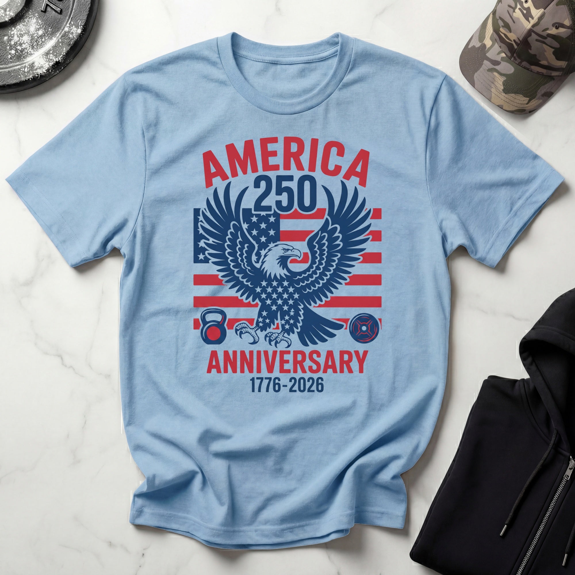 USA 250 Anniversary Gym Graphic Retro Gym T-Shirt