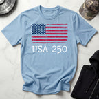 USA 250 Strength Freedom Stars Vintage Gym T-Shirt