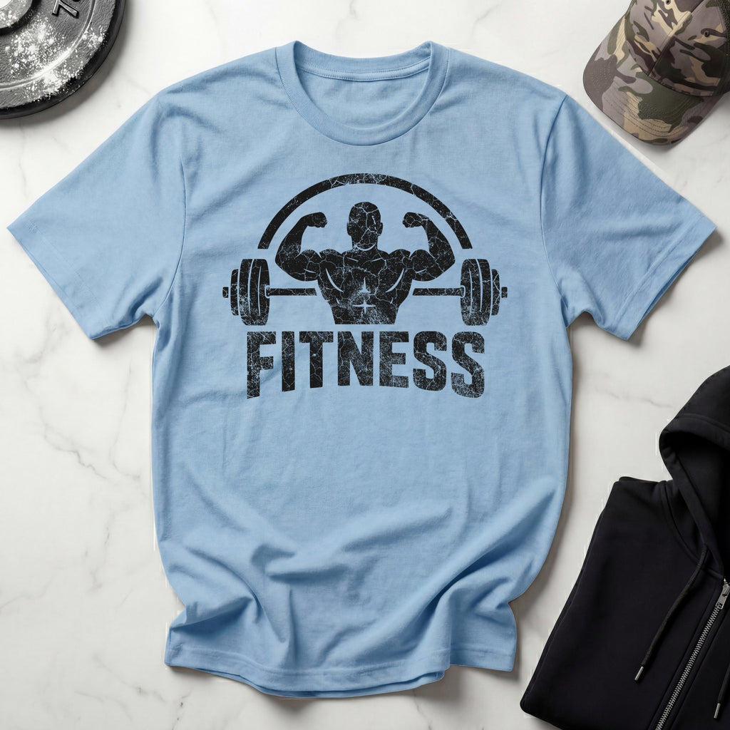 Bodybuilder and Barbell Grunge Dark Gym T-Shirt