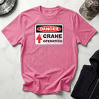 Crane Danger Sign Graphic Vintage Gym T-Shirt