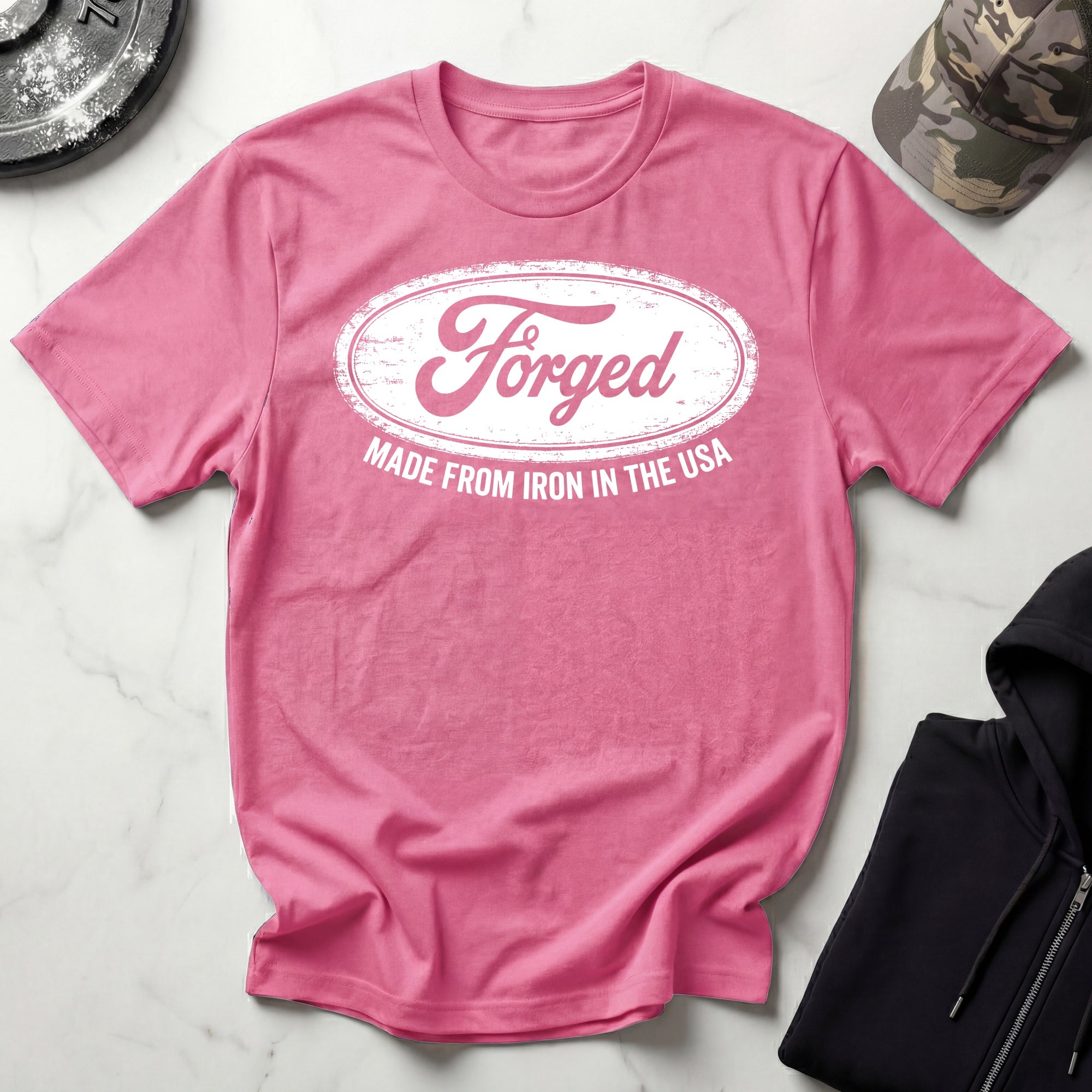 Forged In The USA Logo Vintage Graphic Gym T-Shirt