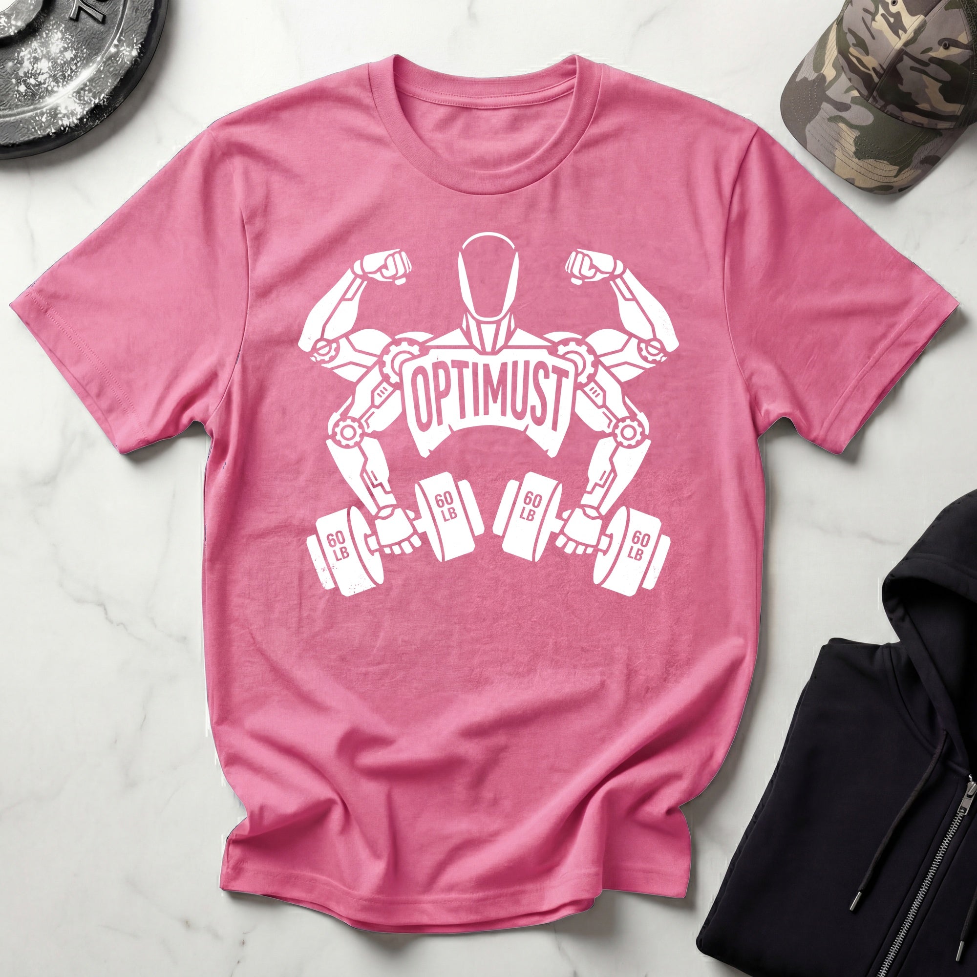 Optimust Weightlifter Robot Gym T-Shirt