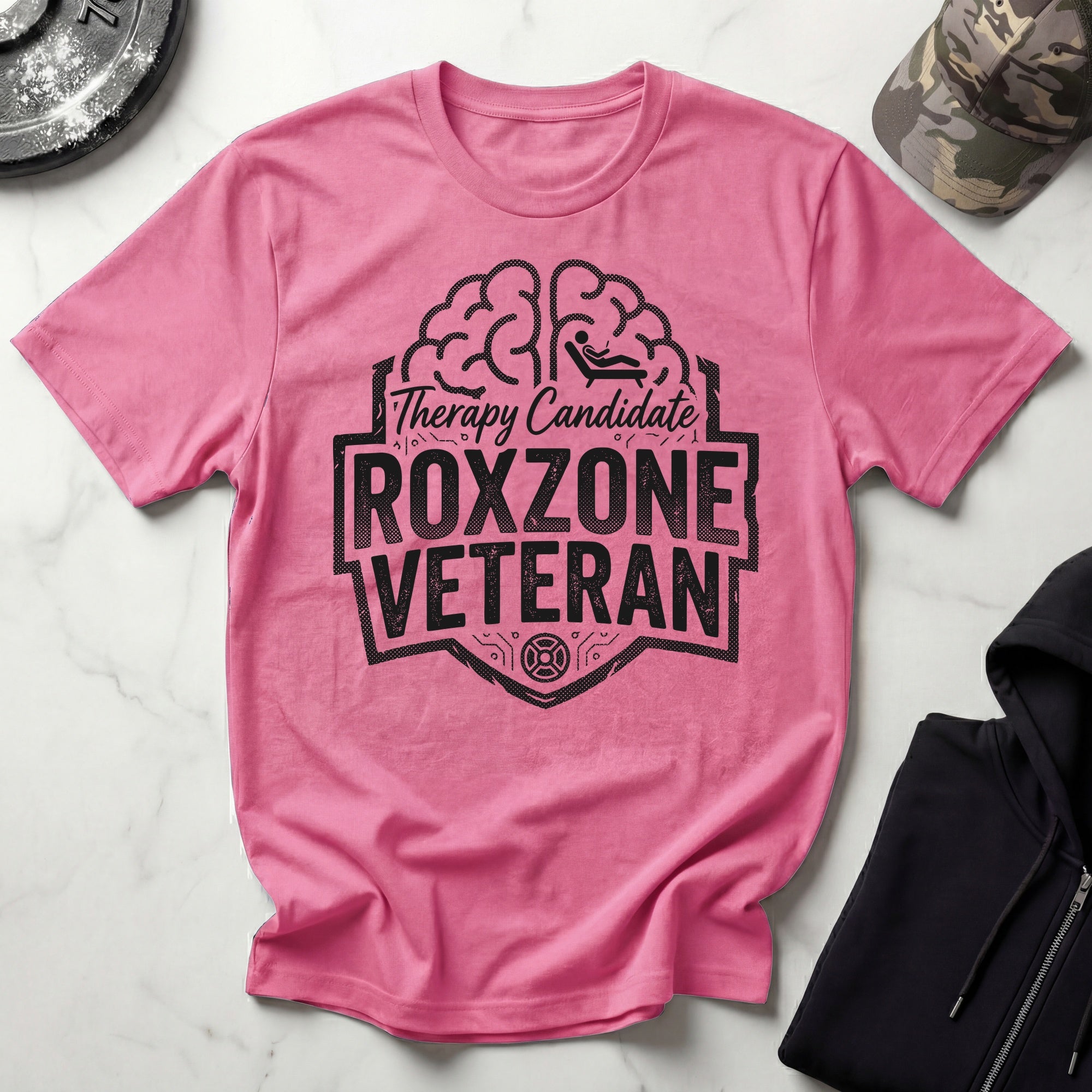 Roxzone Veteran Brain Graphic Dark Gym T-Shirt
